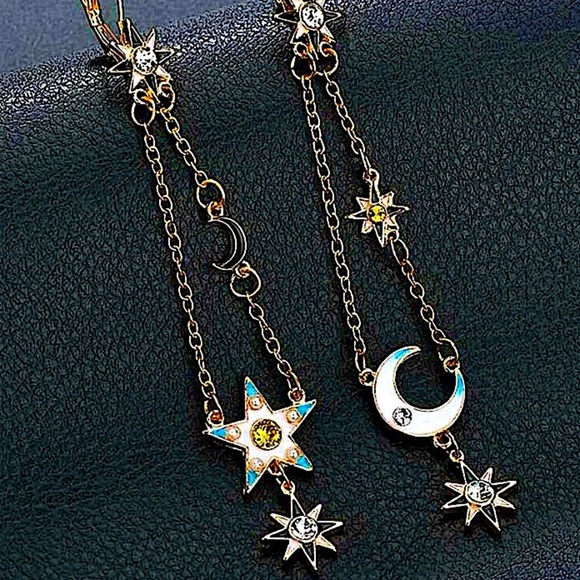 2 FOR $20 Boho Gold North Star Moon Dangle Drop Earrings - Picture 3 of 6